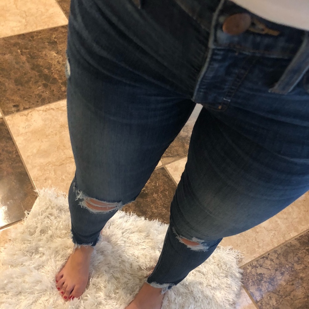 Madewell high rise skinny (9”) jeans with holes